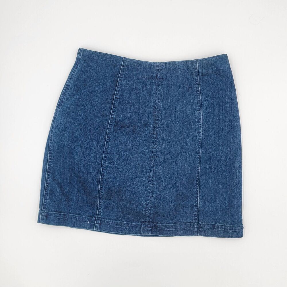 Altard State Small Dark Wash Denim Jean Pencil Mini Skirt Boho Classic Festival